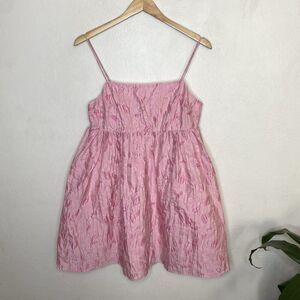 Talulah Babydoll Pink Floral Embossed Mini‎ Dress Girly Coquette Women’s medium